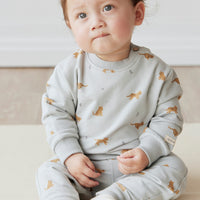 Organic Cotton Jalen Track Pant - Lenny Leopard Ocean Spray Childrens Pant from Jamie Kay NZ