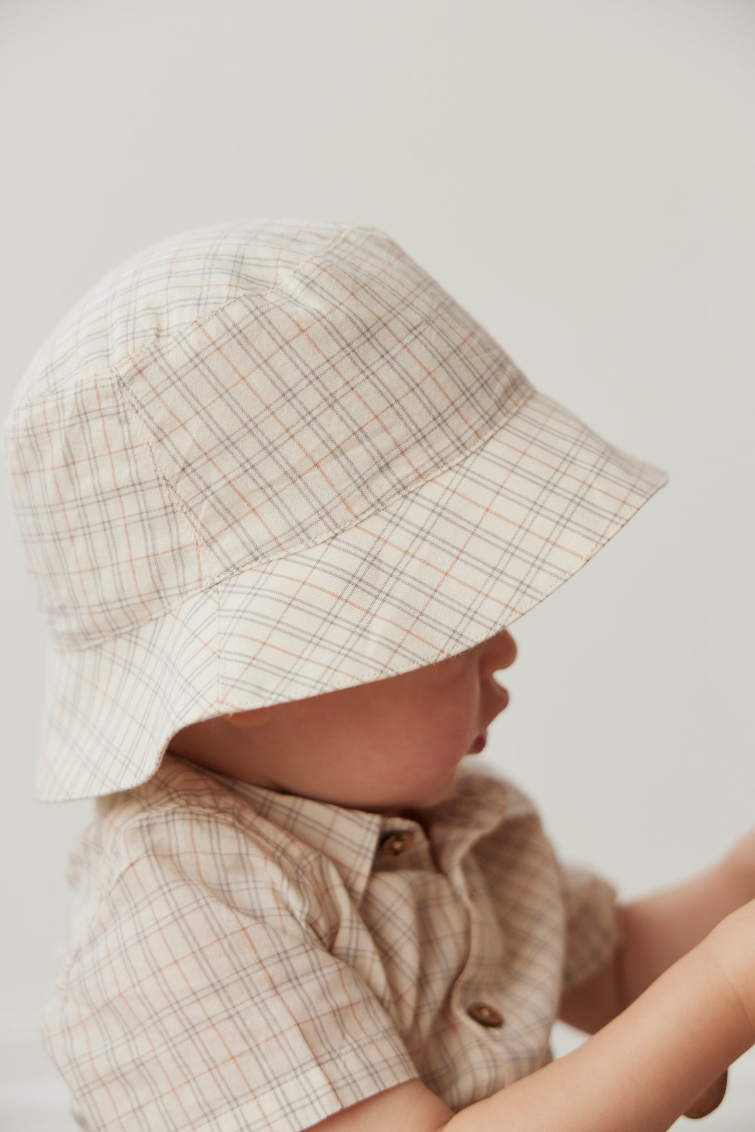 Organic Cotton Bucket Hat - Billy Check Childrens Hat from Jamie Kay NZ