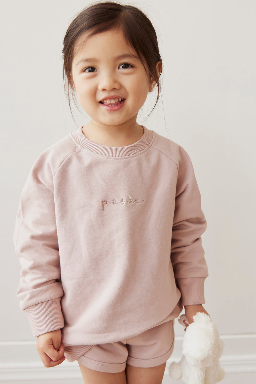 Organic Cotton Chloe Sweatshirt - Powder Pink Childrens Sweatshirt from Jamie Kay NZ