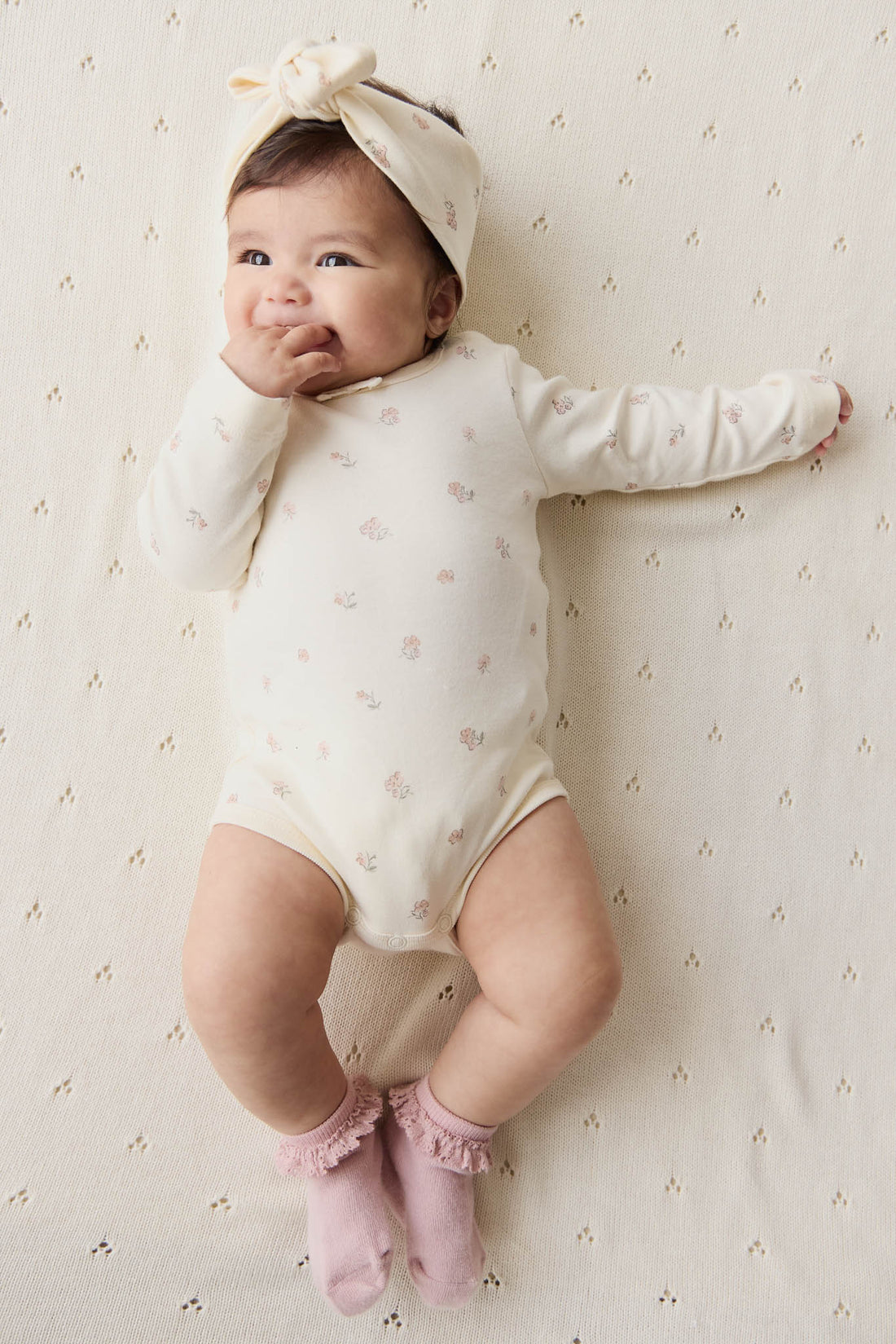 Organic Cotton Long Sleeve Bodysuit - Meredith Egret Childrens Bodysuit from Jamie Kay NZ