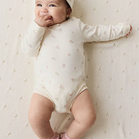 Organic Cotton Long Sleeve Bodysuit - Meredith Egret Childrens Bodysuit from Jamie Kay NZ