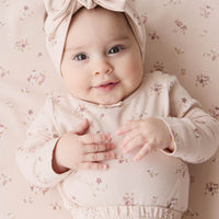 Organic Cotton Long Sleeve Bodysuit - Petite Fleur Soft Peony Childrens Bodysuit from Jamie Kay NZ