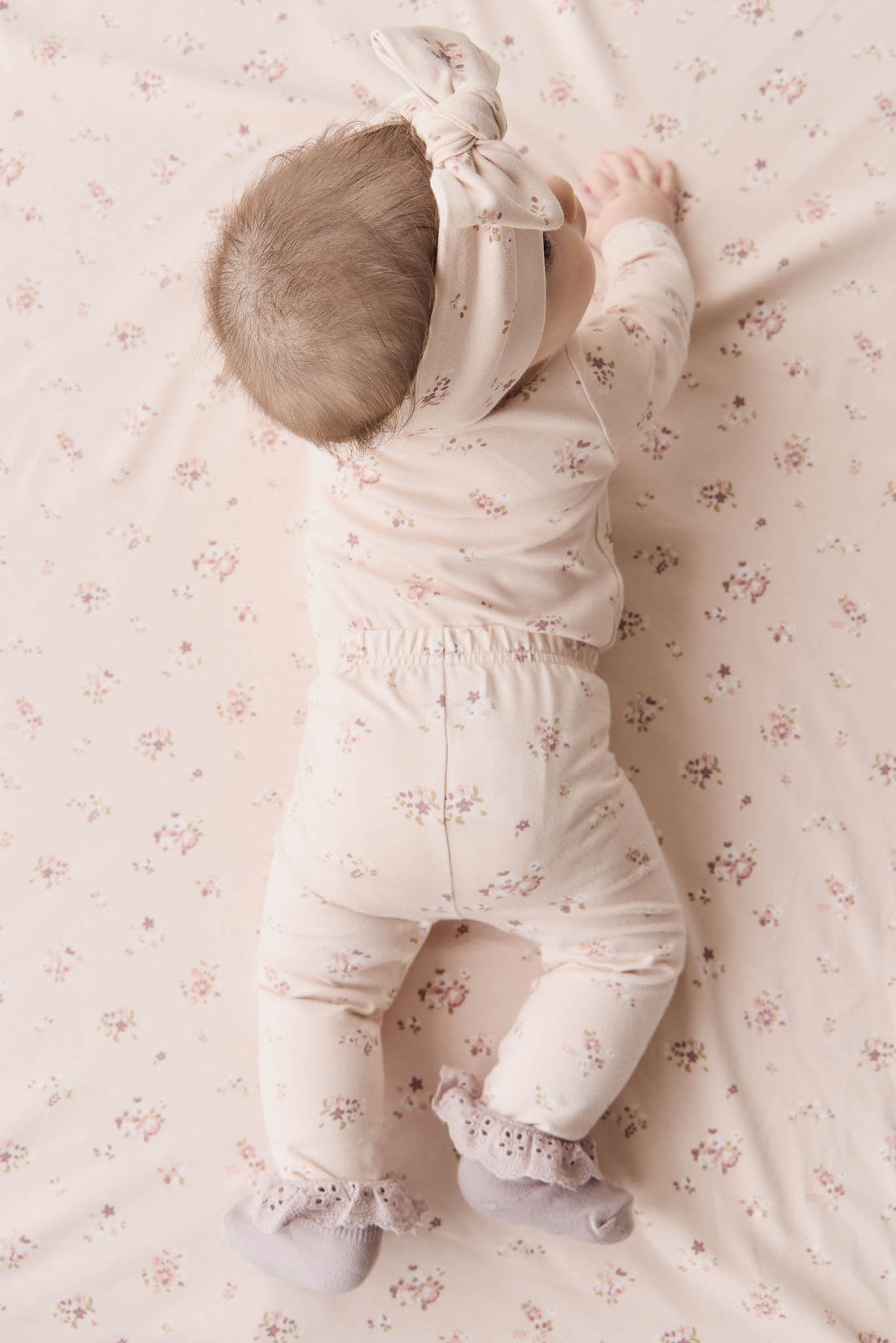 Organic Cotton Long Sleeve Bodysuit - Petite Fleur Soft Peony Childrens Bodysuit from Jamie Kay NZ