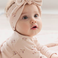 Organic Cotton Long Sleeve Bodysuit - Petite Fleur Soft Peony Childrens Bodysuit from Jamie Kay NZ