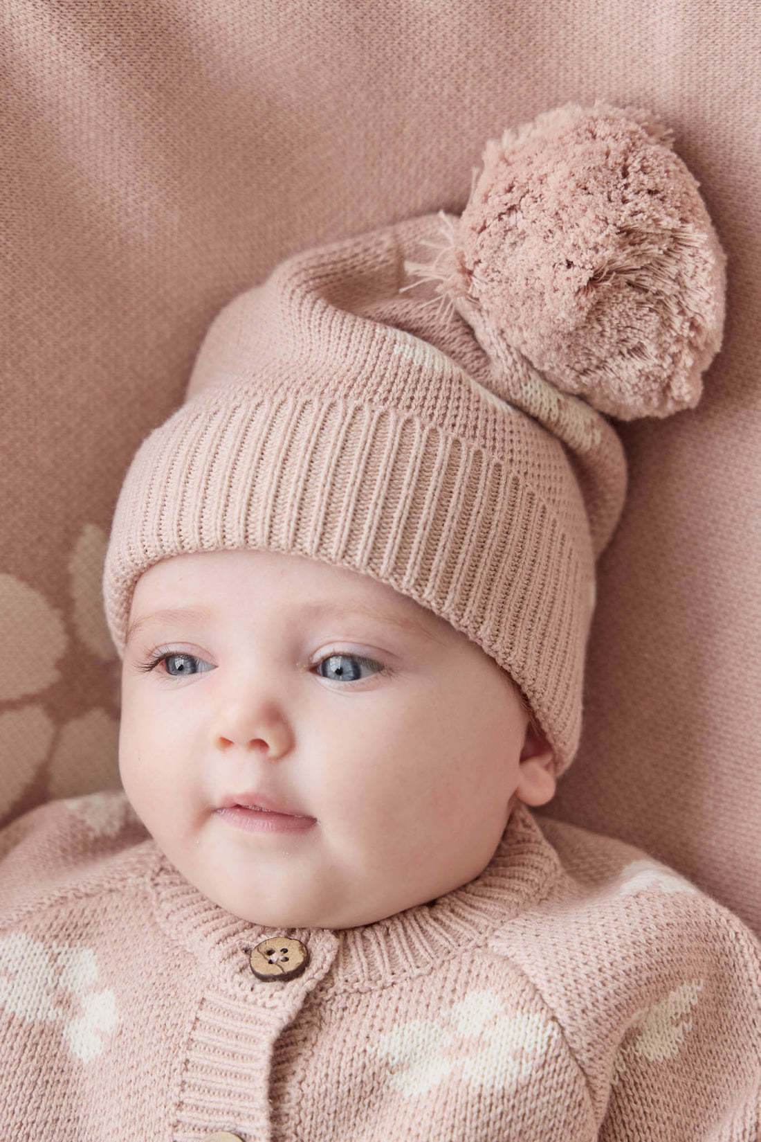 Addison Beanie - Frankie Knit Rose Childrens Beanie from Jamie Kay NZ