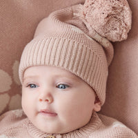 Addison Beanie - Frankie Knit Rose Childrens Beanie from Jamie Kay NZ