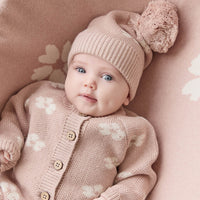 Addison Beanie - Frankie Knit Rose Childrens Beanie from Jamie Kay NZ