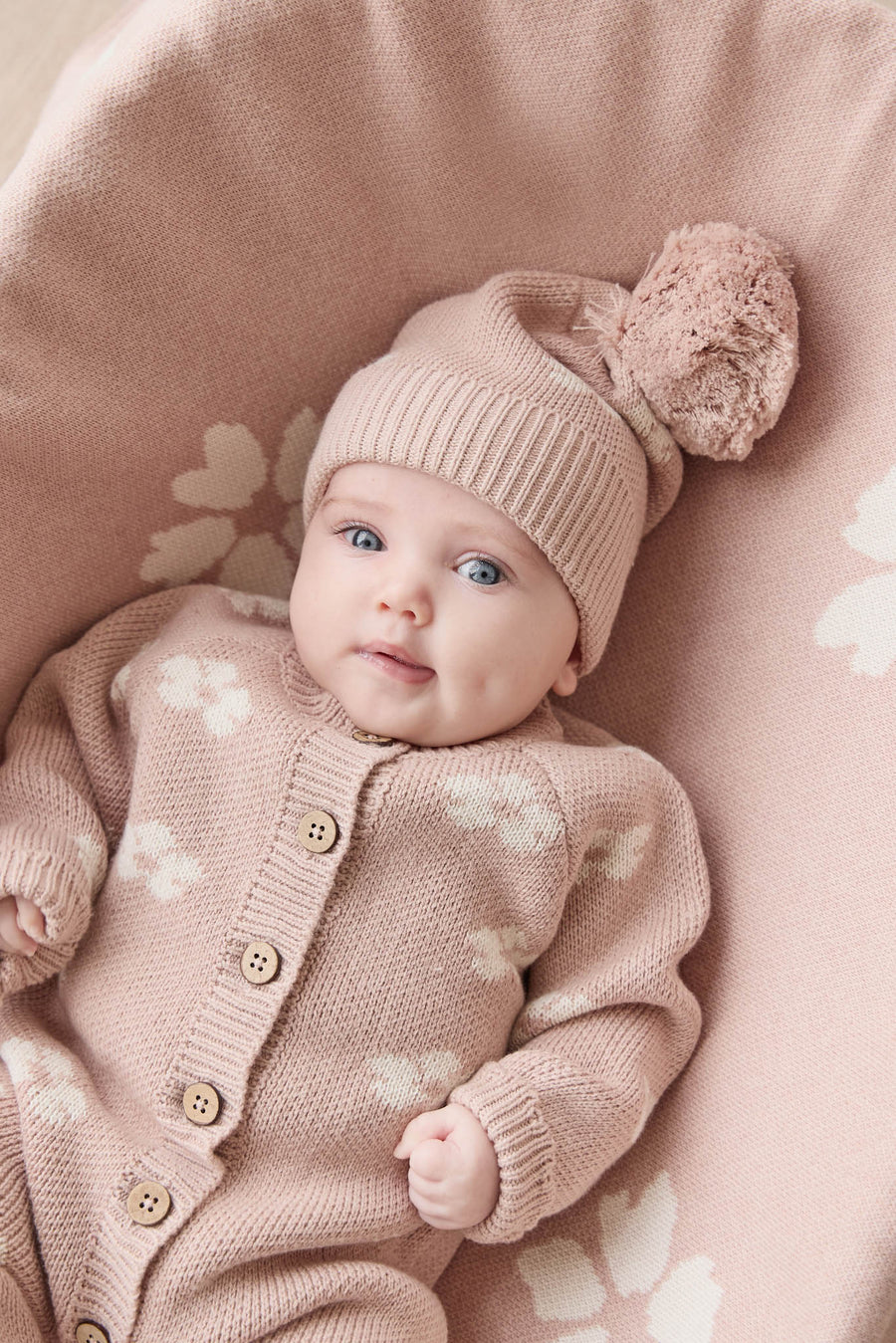 Addison Beanie - Frankie Knit Rose Childrens Beanie from Jamie Kay NZ