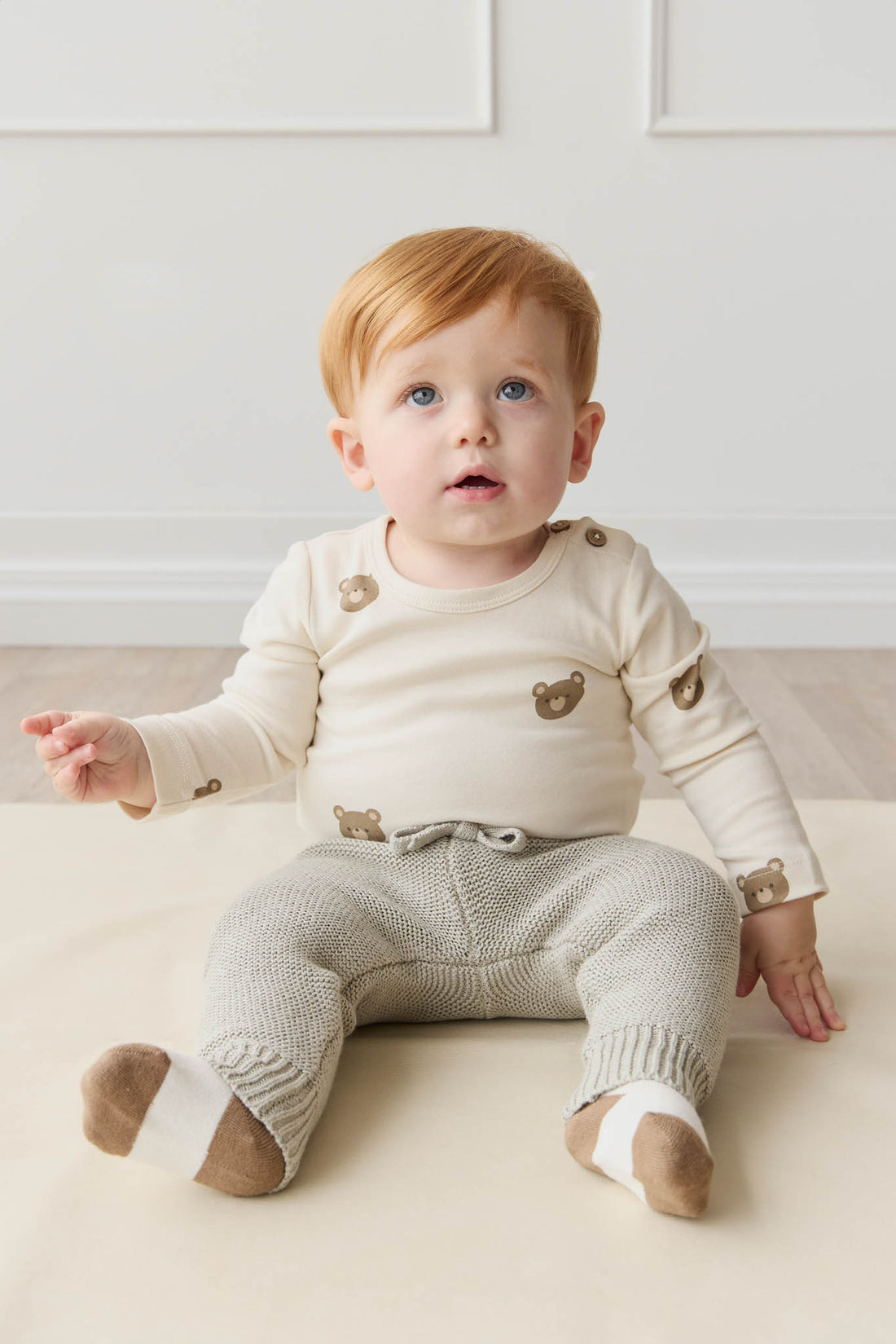 Organic Cotton Fernley Bodysuit - Bobbie Bear Tofu Childrens Bodysuit from Jamie Kay NZ