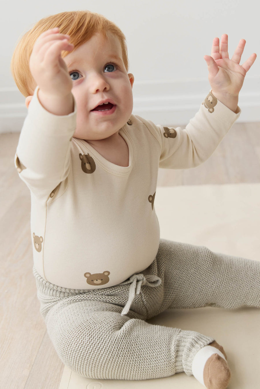 Organic Cotton Fernley Bodysuit - Bobbie Bear Tofu Childrens Bodysuit from Jamie Kay NZ