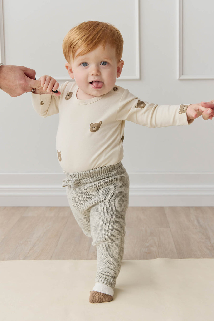 Organic Cotton Fernley Bodysuit - Bobbie Bear Tofu Childrens Bodysuit from Jamie Kay NZ