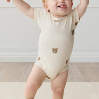 Organic Cotton Hudson Short Sleeve Bodysuit - Bobbie Bear Tofu Childrens Bodysuit from Jamie Kay NZ