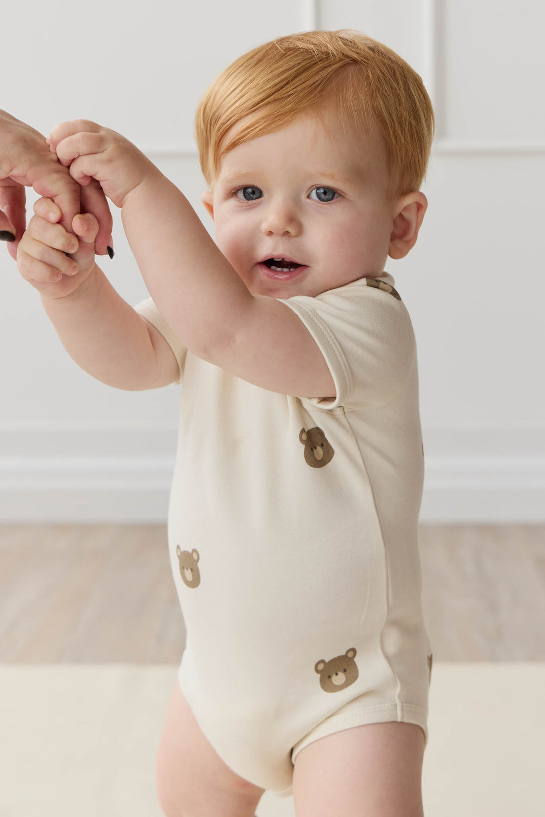 Organic Cotton Hudson Short Sleeve Bodysuit - Bobbie Bear Tofu Childrens Bodysuit from Jamie Kay NZ