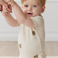 Organic Cotton Hudson Short Sleeve Bodysuit - Bobbie Bear Tofu Childrens Bodysuit from Jamie Kay NZ