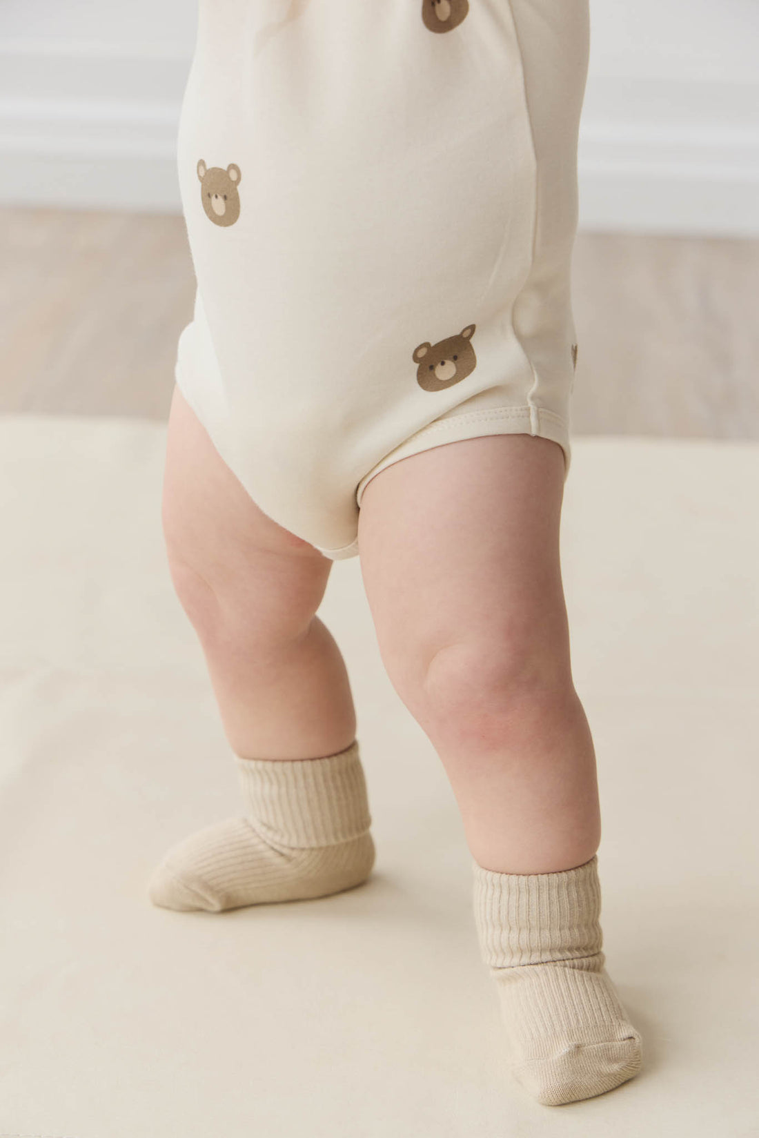 Organic Cotton Hudson Short Sleeve Bodysuit - Bobbie Bear Tofu Childrens Bodysuit from Jamie Kay NZ