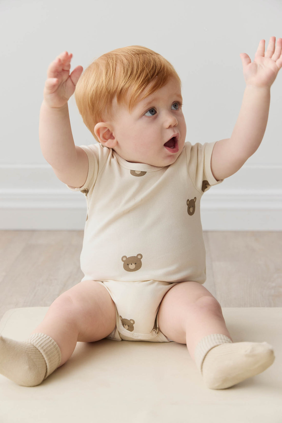 Organic Cotton Hudson Short Sleeve Bodysuit - Bobbie Bear Tofu Childrens Bodysuit from Jamie Kay NZ