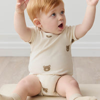 Organic Cotton Hudson Short Sleeve Bodysuit - Bobbie Bear Tofu Childrens Bodysuit from Jamie Kay NZ