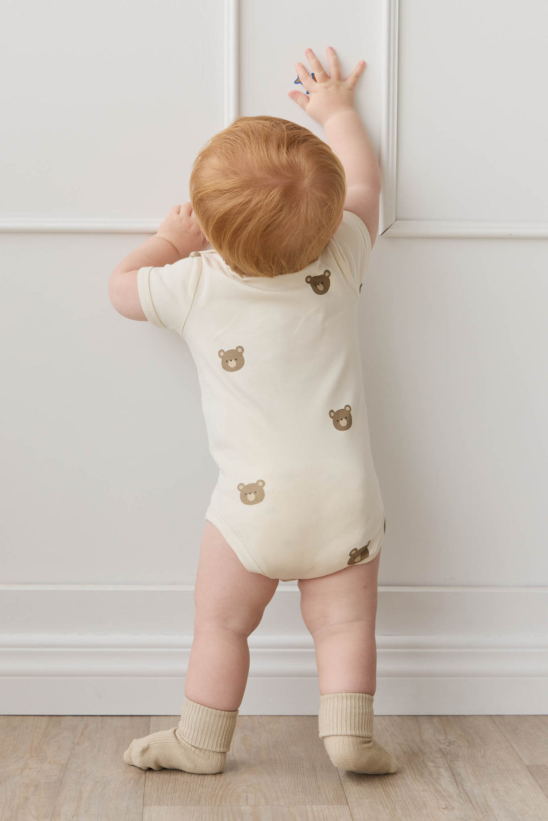 Organic Cotton Hudson Short Sleeve Bodysuit - Bobbie Bear Tofu Childrens Bodysuit from Jamie Kay NZ