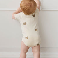 Organic Cotton Hudson Short Sleeve Bodysuit - Bobbie Bear Tofu Childrens Bodysuit from Jamie Kay NZ