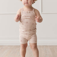 Organic Cotton Everyday Bike Short - Petite Fleur Soft Peony Childrens Short from Jamie Kay NZ