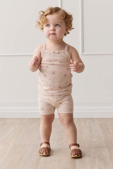 Organic Cotton Everyday Bike Short - Petite Fleur Soft Peony Childrens Short from Jamie Kay NZ