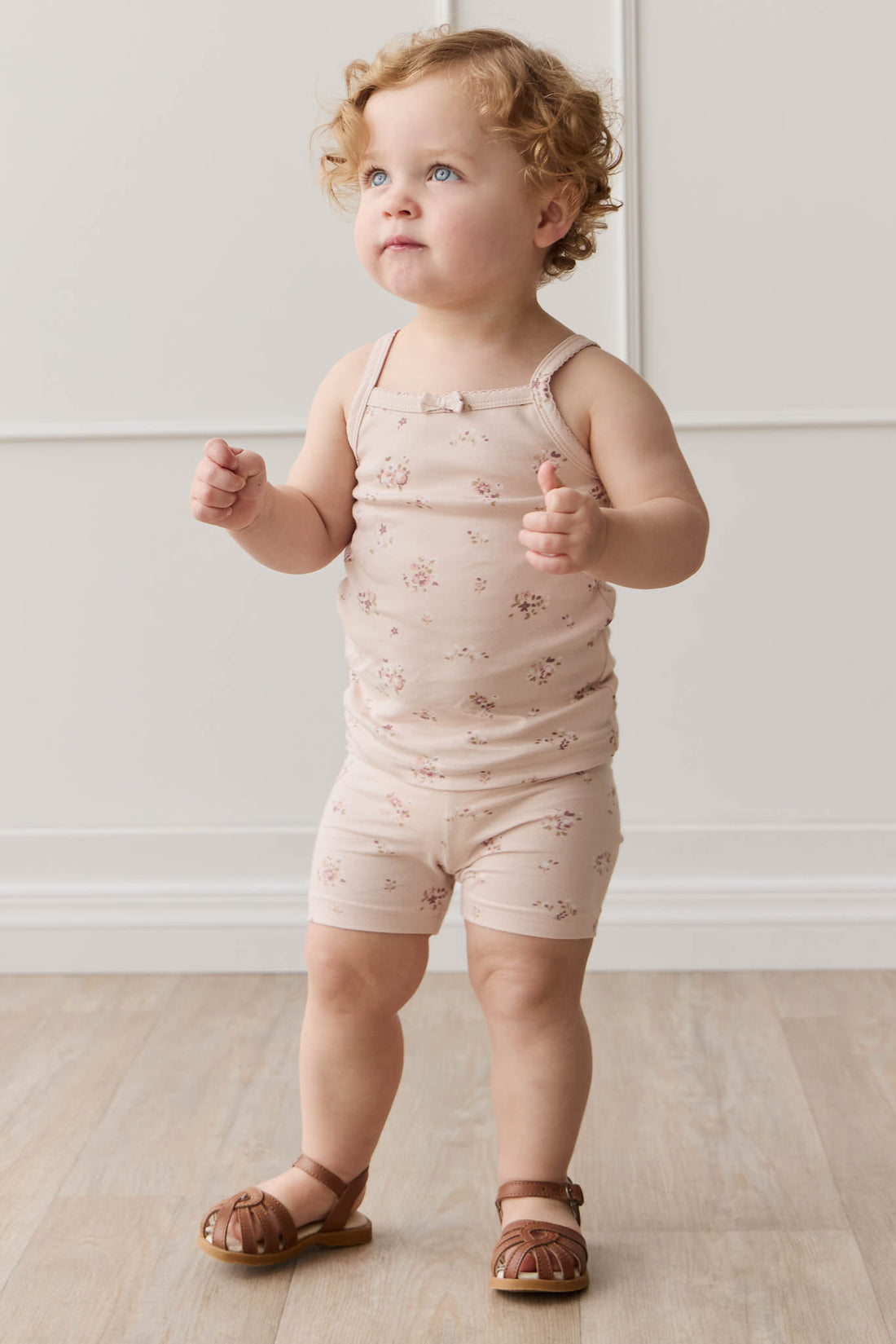 Organic Cotton Everyday Bike Short - Petite Fleur Soft Peony Childrens Short from Jamie Kay NZ