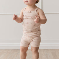 Organic Cotton Everyday Bike Short - Petite Fleur Soft Peony Childrens Short from Jamie Kay NZ