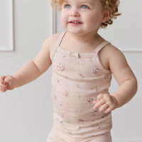 Organic Cotton Singlet - Petite Fleur Soft Peony Childrens Singlet from Jamie Kay NZ