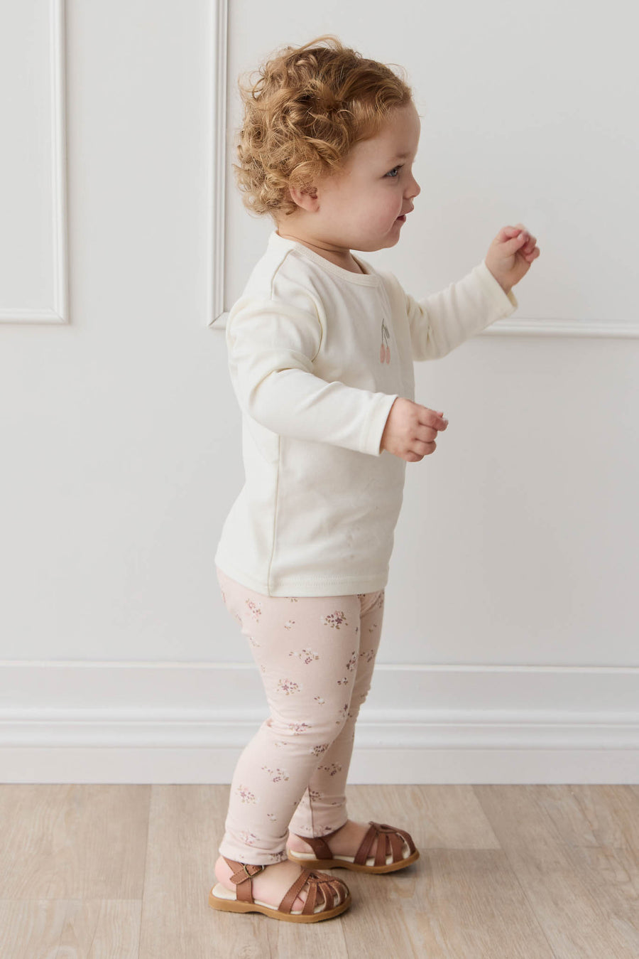 Organic Cotton Everyday Legging - Petite Fleur Soft Peony Childrens Legging from Jamie Kay NZ