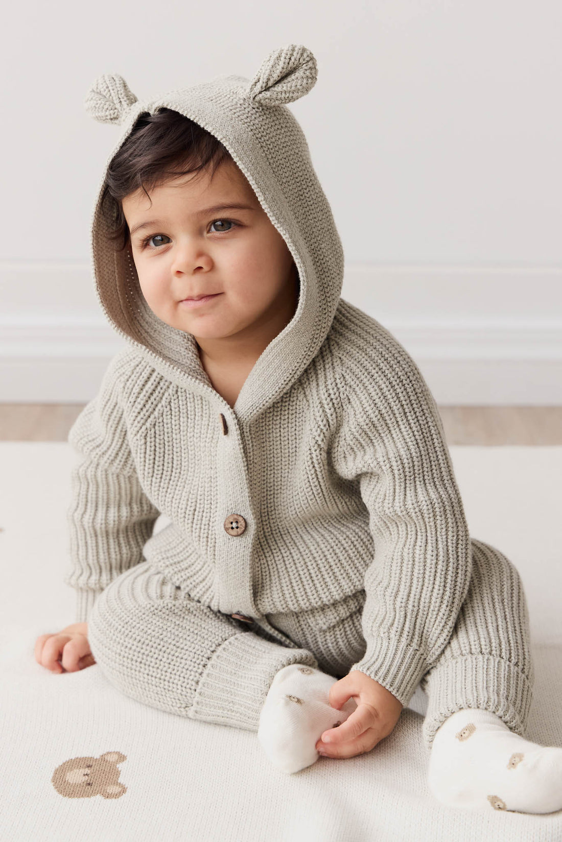 Bear Knit Onepiece - Moss Marle Childrens Onepiece from Jamie Kay NZ