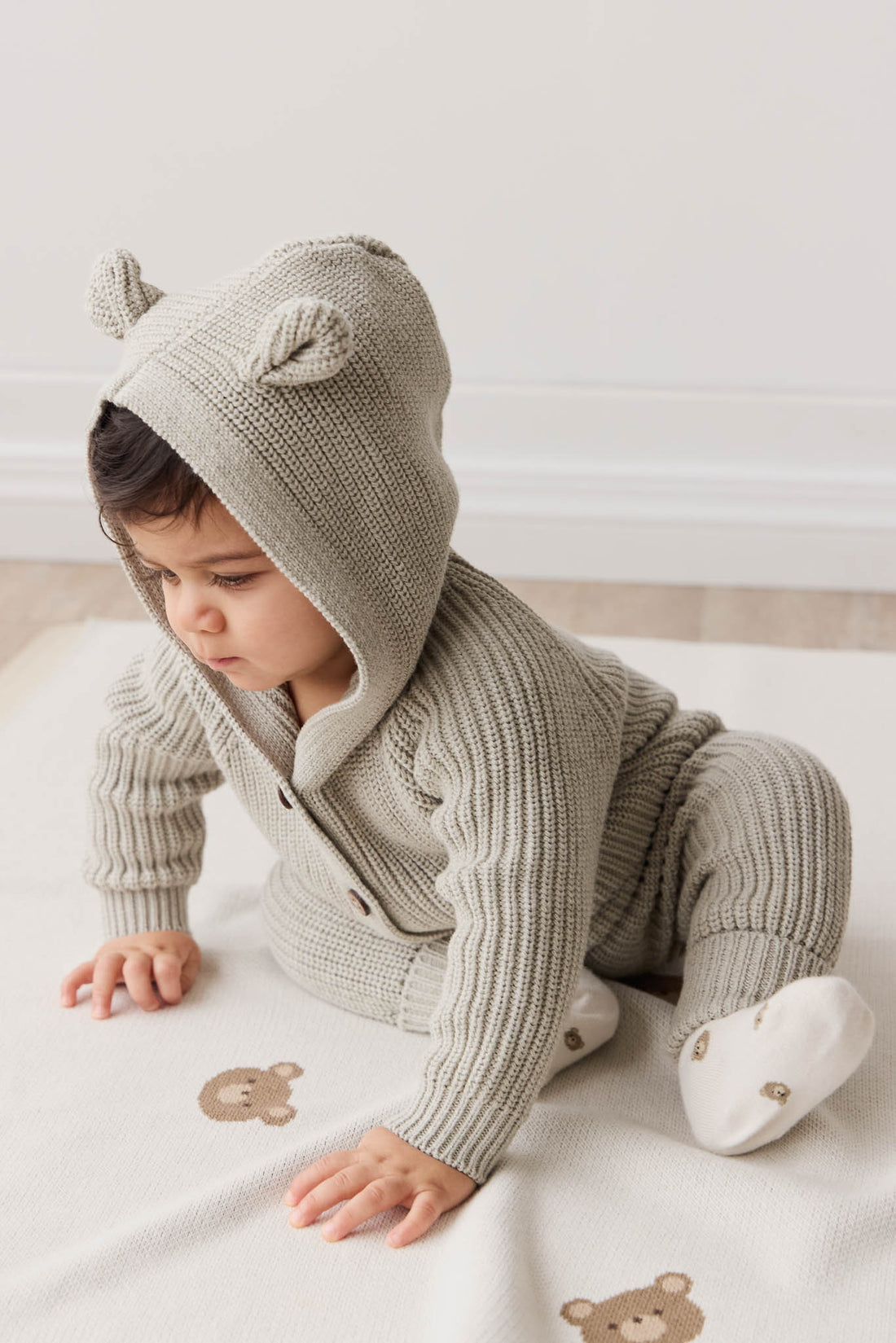 Bear Knit Onepiece - Moss Marle Childrens Onepiece from Jamie Kay NZ