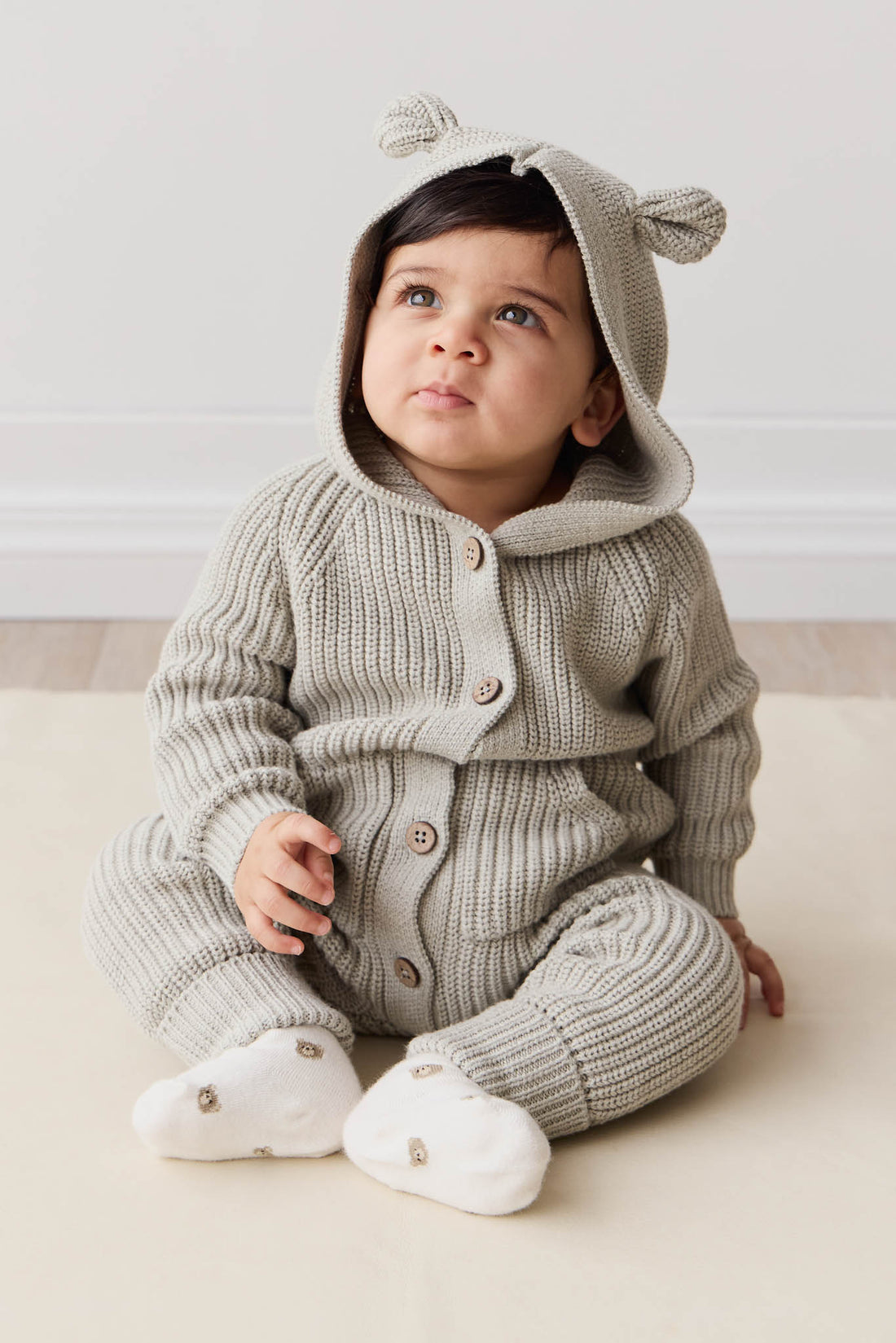 Bear Knit Onepiece - Moss Marle Childrens Onepiece from Jamie Kay NZ