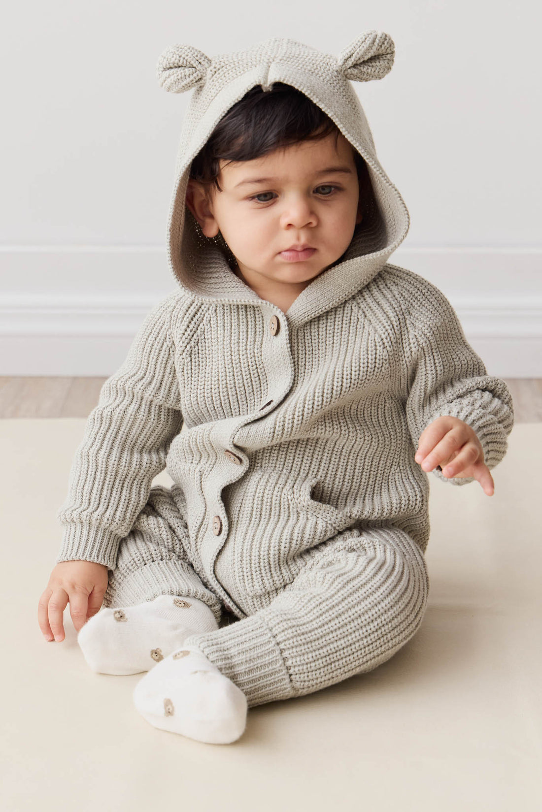 Bear Knit Onepiece - Moss Marle Childrens Onepiece from Jamie Kay NZ