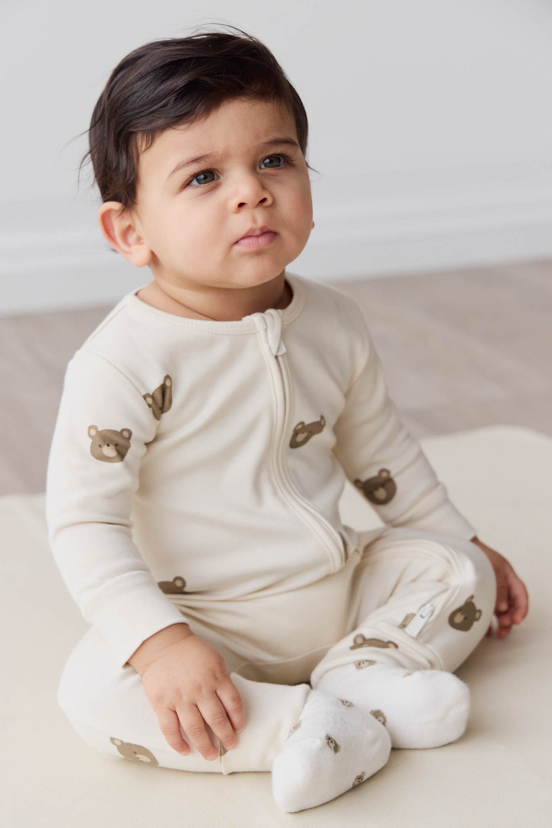 Organic Cotton Reese Onepiece - Bobbie Bear Tofu Childrens Onepiece from Jamie Kay NZ