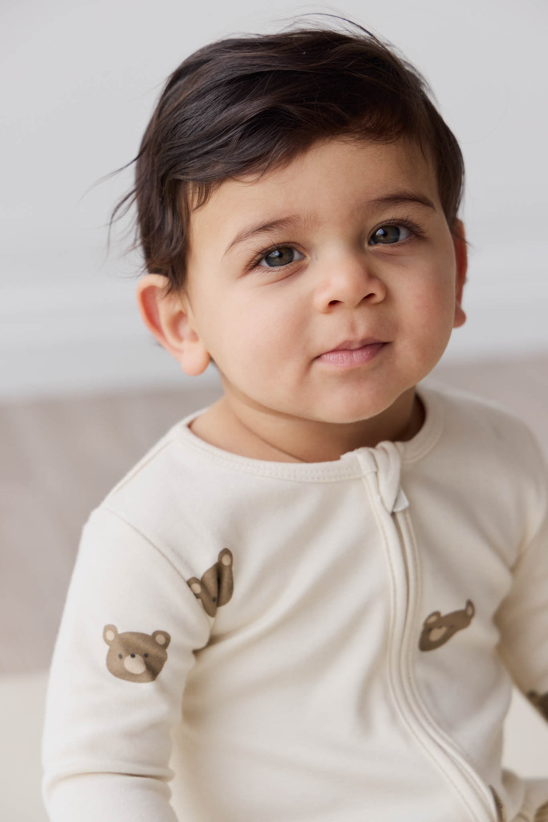 Organic Cotton Reese Onepiece - Bobbie Bear Tofu Childrens Onepiece from Jamie Kay NZ