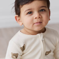 Organic Cotton Reese Onepiece - Bobbie Bear Tofu Childrens Onepiece from Jamie Kay NZ