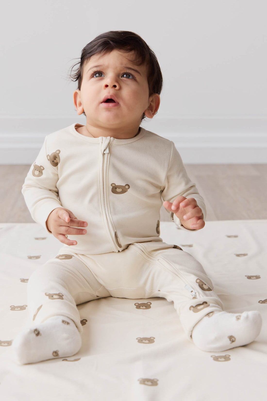 Organic Cotton Reese Onepiece - Bobbie Bear Tofu Childrens Onepiece from Jamie Kay NZ