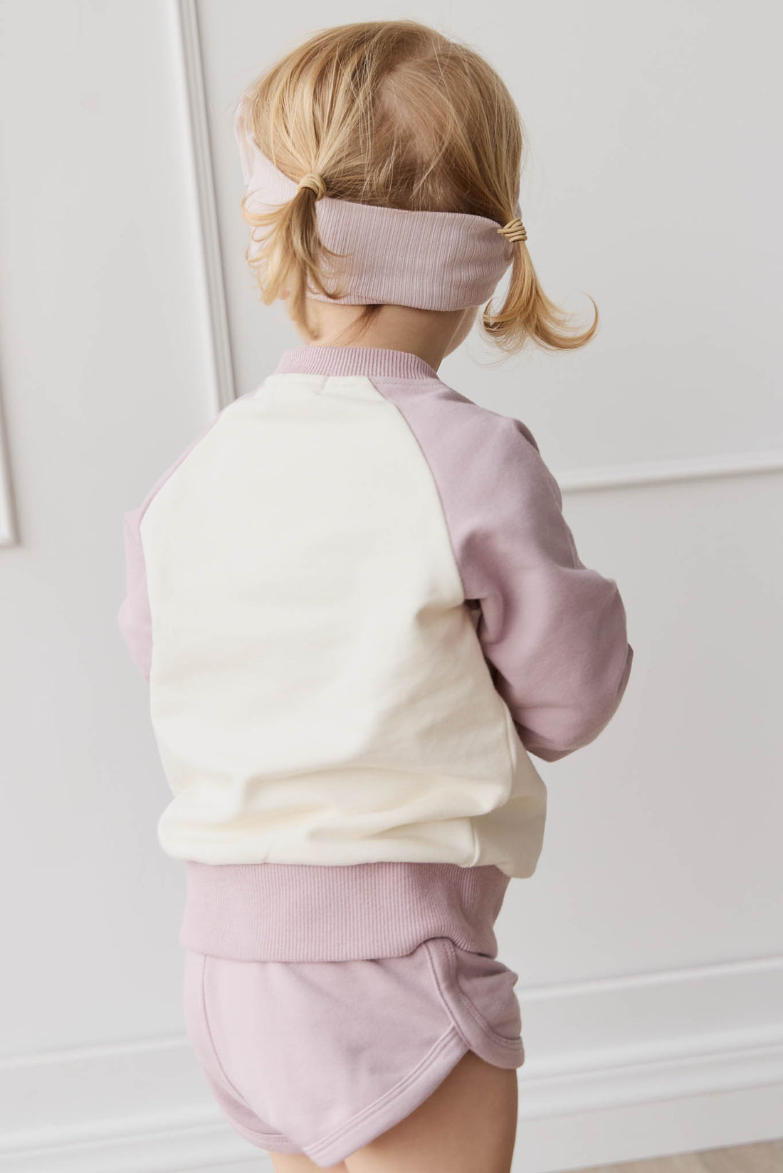 Organic Cotton Tao Sweatshirt - Parchment Kitty Teacup Lilac Childrens Top from Jamie Kay NZ