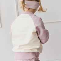 Organic Cotton Tao Sweatshirt - Parchment Kitty Teacup Lilac Childrens Top from Jamie Kay NZ