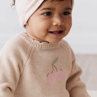 Audrey Jumper - Oatmeal Marle Cherry Love Childrens Jumper from Jamie Kay NZ