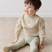 Organic Cotton Jalen Oversized Jumper - Biscuit Fresh Apple Childrens Sweatshirting from Jamie Kay NZ