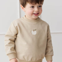 Organic Cotton Jalen Oversized Jumper - Biscuit Fresh Apple Childrens Sweatshirting from Jamie Kay NZ