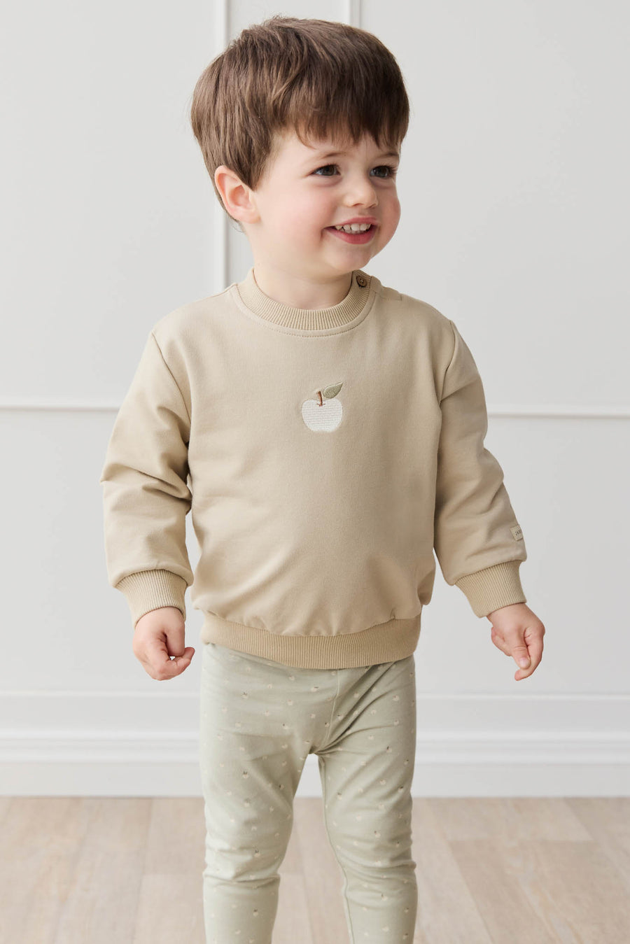 Organic Cotton Everyday Legging - Fresh Apples Abbey Stone Childrens Legging from Jamie Kay NZ