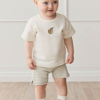 Pima Cotton Hunter Tee - Parchment Fresh Apple Childrens Top from Jamie Kay NZ