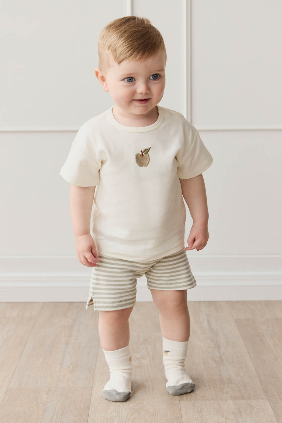 Pima Cotton Hunter Tee - Parchment Fresh Apple Childrens Top from Jamie Kay NZ