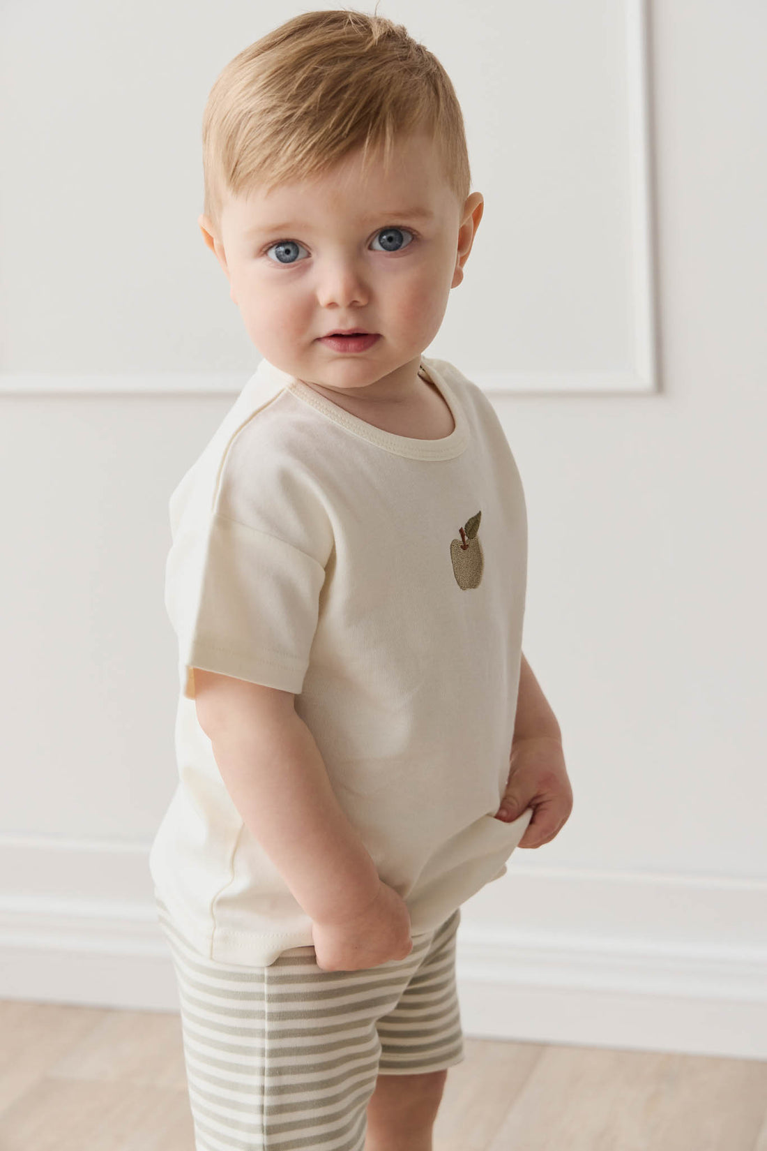 Pima Cotton Hunter Tee - Parchment Fresh Apple Childrens Top from Jamie Kay NZ