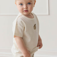 Pima Cotton Hunter Tee - Parchment Fresh Apple Childrens Top from Jamie Kay NZ