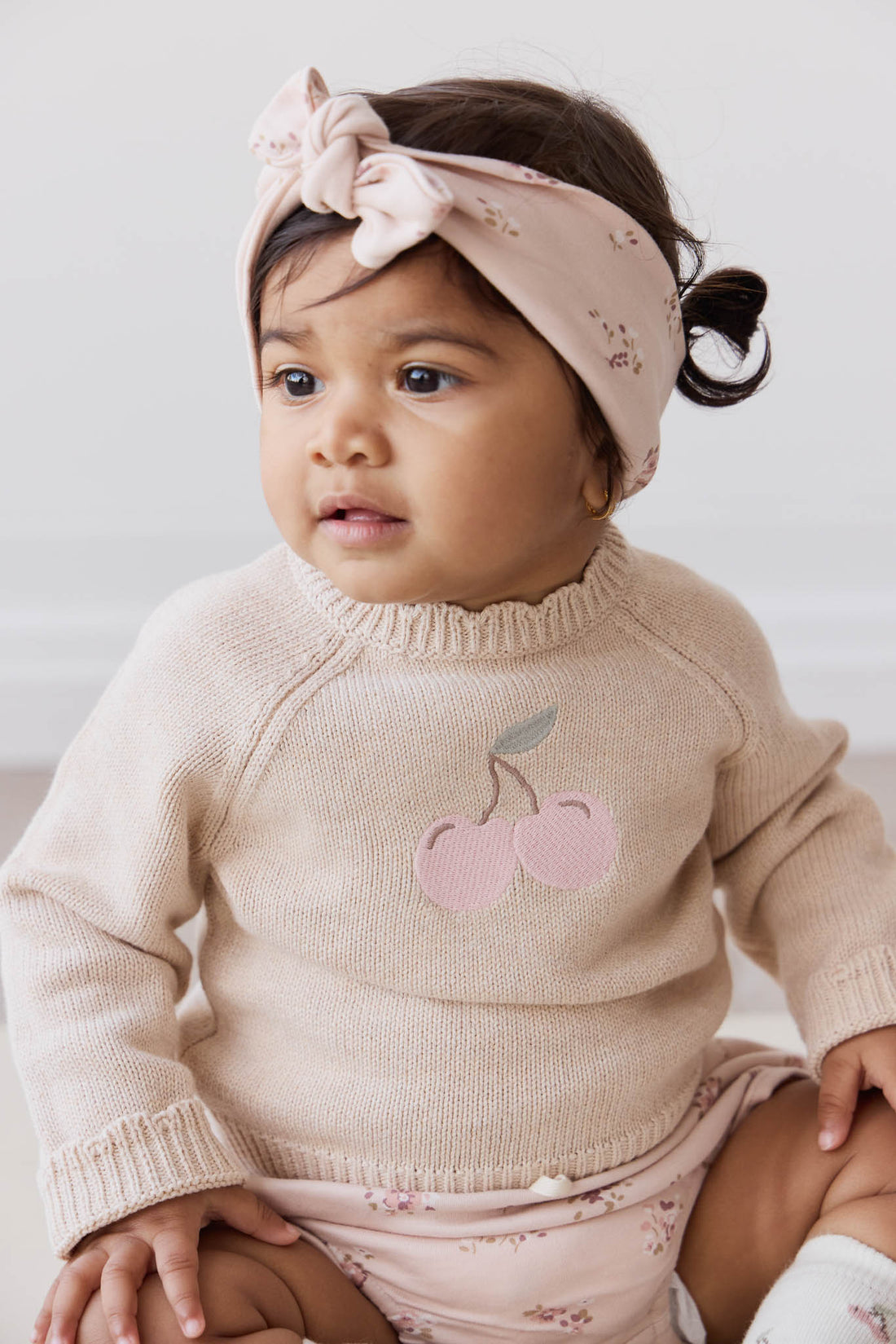 Audrey Jumper - Oatmeal Marle Cherry Love Childrens Jumper from Jamie Kay NZ