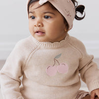 Audrey Jumper - Oatmeal Marle Cherry Love Childrens Jumper from Jamie Kay NZ