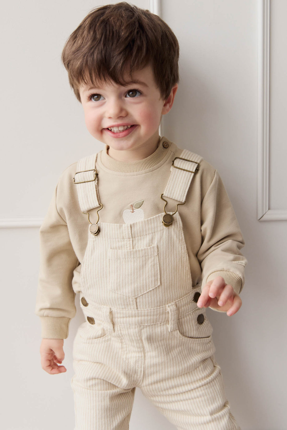 Organic Cotton Jalen Oversized Jumper - Biscuit Fresh Apple Childrens Sweatshirting from Jamie Kay NZ